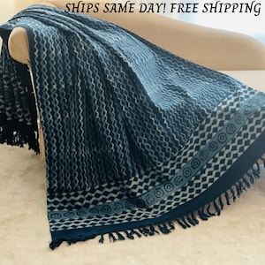 Black Blue Blanket Etsy Canada