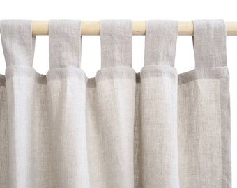 NATURAL linen curtains Tie top, Tab top, Rod pocket drapes bathroom, Kitchen & Bedroom drapery natural linen,Cozy home decor, linen drapes