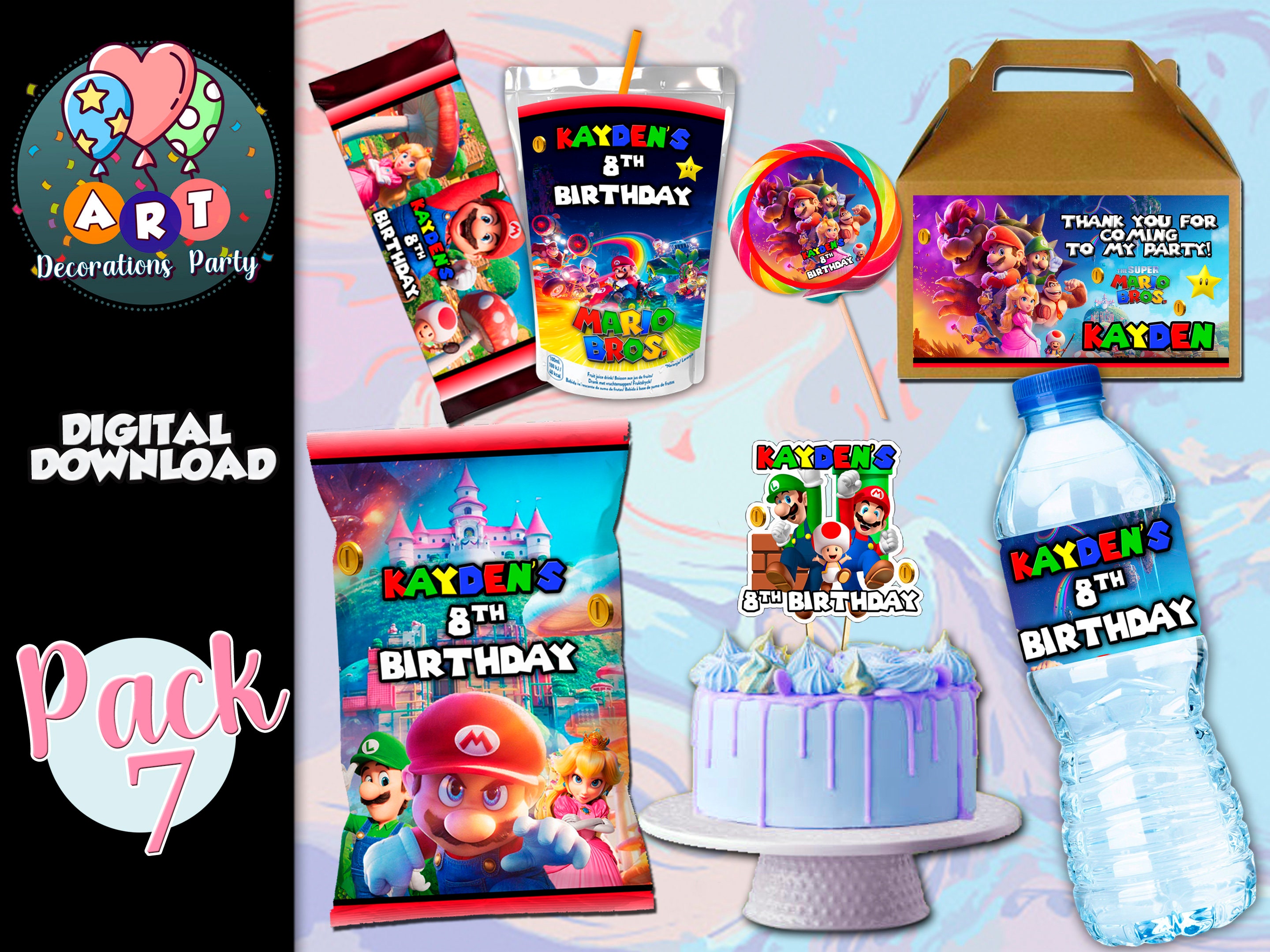 Super Mario Bros. Water Bottle Labels: The Ultimate Party Favor for Little  Boys' Birthday Bash! — PG Creative Studios