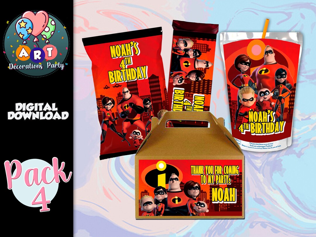 The Incredibles Printable - Chip Bag / Gable Box / Juice Label / Candy ...
