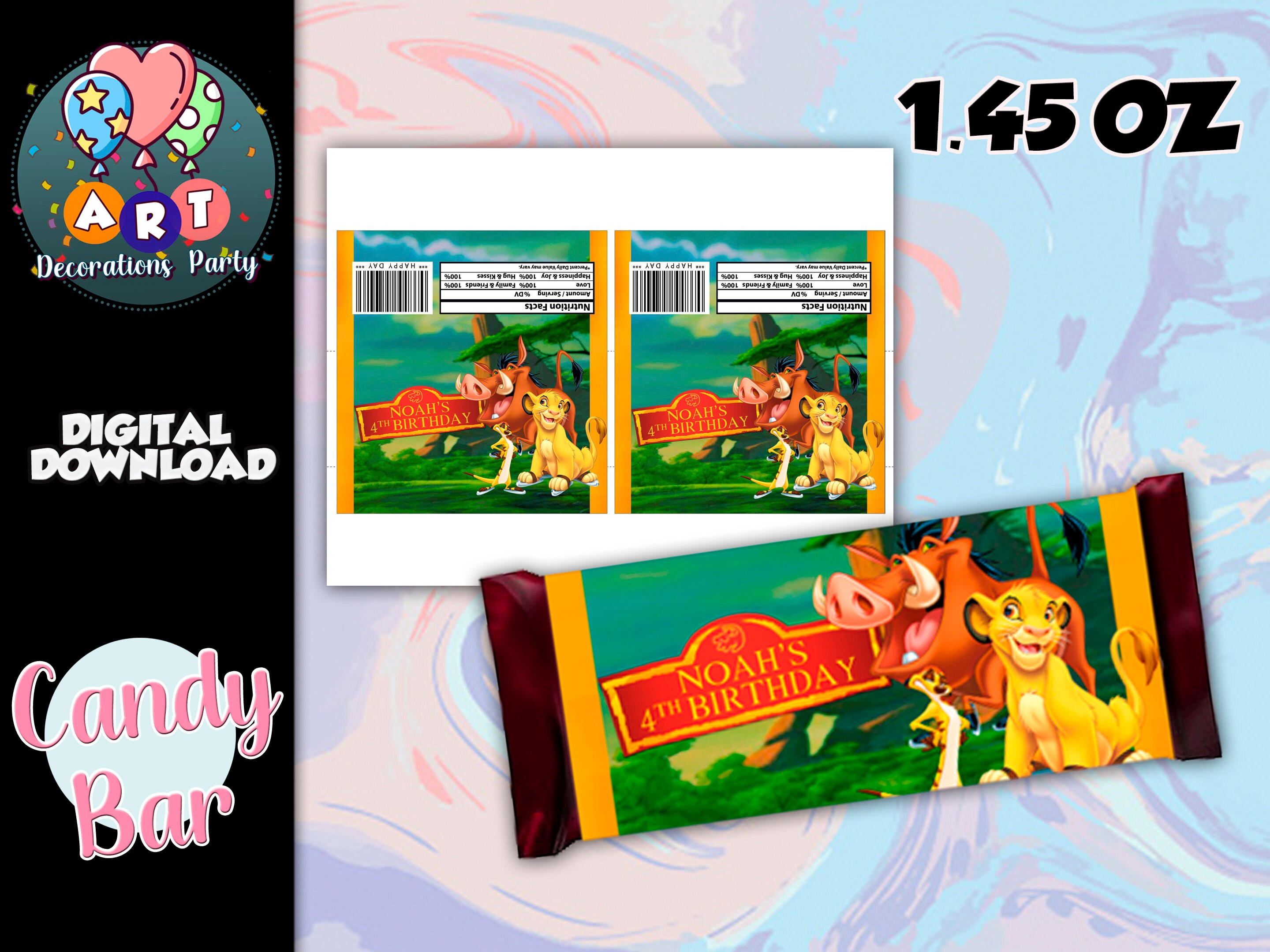 The Lion King Candy Bar Printable Chocolate the Lion King Birthday ...