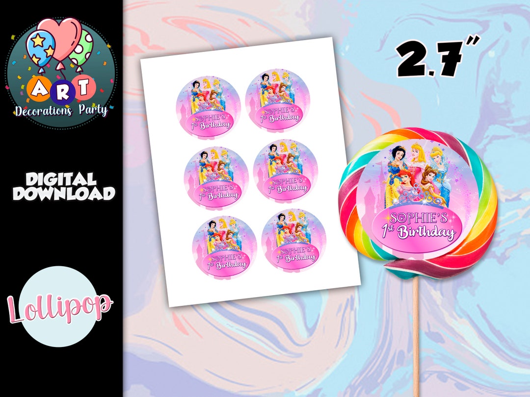 Princesses Lollipop Printable Lollipop Princess Disney Birthday Party