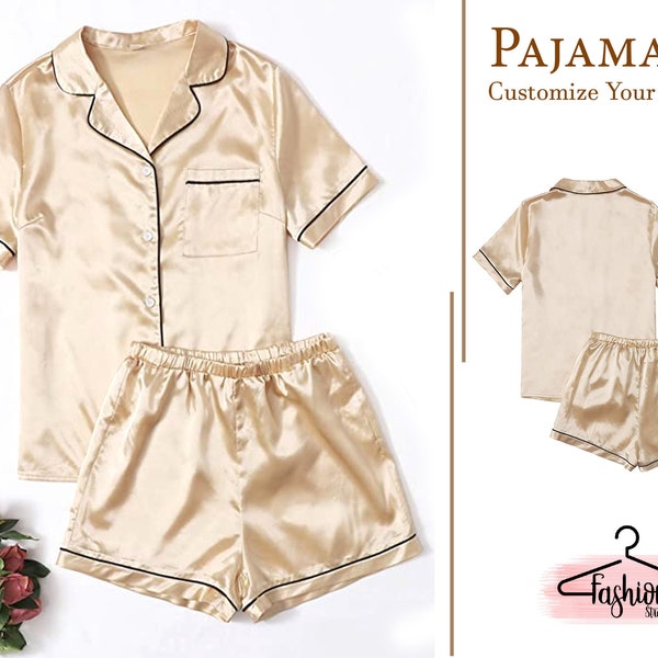 Customized Pyjamas Bridesmaid Pyjamas Personalized Pyjamas Set Custom Pjs Bridal Pyjamas Nightwear Pajamas Gift For Her Wedding Gift