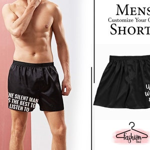 Personalized Satin Boxer Customized Satin Shorts Custom Boxer Mens Silk Satin Pajamas Pants Short Pants Sleep Bottoms Men