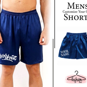 Customized Satin Shorts Personalized Satin Boxer Custom Boxer Mens Silk Satin Pajamas Pants Short Pants Sleep Bottoms Men