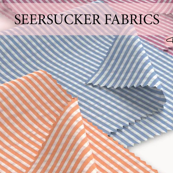 Seersucker Fabric By The Yard Half Yard Many Colors Designer Seersucker Striped Cotton Blend Seersucker