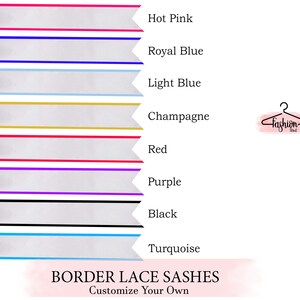 Custom Border Sash Personalized Embroidery Lace Sash Custom Lace Sash Lace Sash Customize Sash Bridesmaid Sash Custom Bridal Lace Sash Gifts image 6