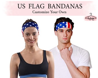 USA American Flag Bandana | Breathable Cotton Hair Scarf | Head Wrap For Teens Men and Women | Adjustable With Expandable Elastic