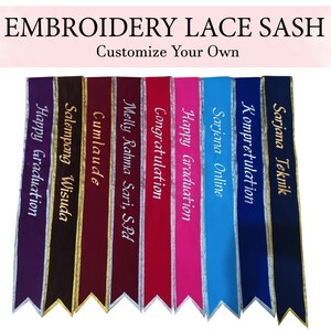 Custom Border Sash Personalized Embroidery Lace Sash Custom Lace Sash Lace Sash Customize Sash Bridesmaid Sash Custom Bridal Lace Sash Gifts image 4