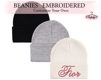 Customized Embroidery Beanies Monogrammed Winter Beanie with Name Skull Caps Winter Beanies Custom Beanies Winter Caps Solid Knit Beanies