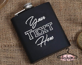 Custom Flask Personalized Flask Custom Design Flask Engraved Flask Bridesmaid Flask Monogrammed Flask Black Matt Flask Groomsmen Flask