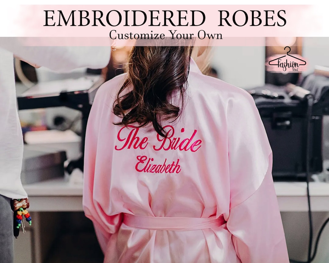 Customized Embroidery Robes Custom Satin Robes Personalized Embroidered Robes Wedding Robes
