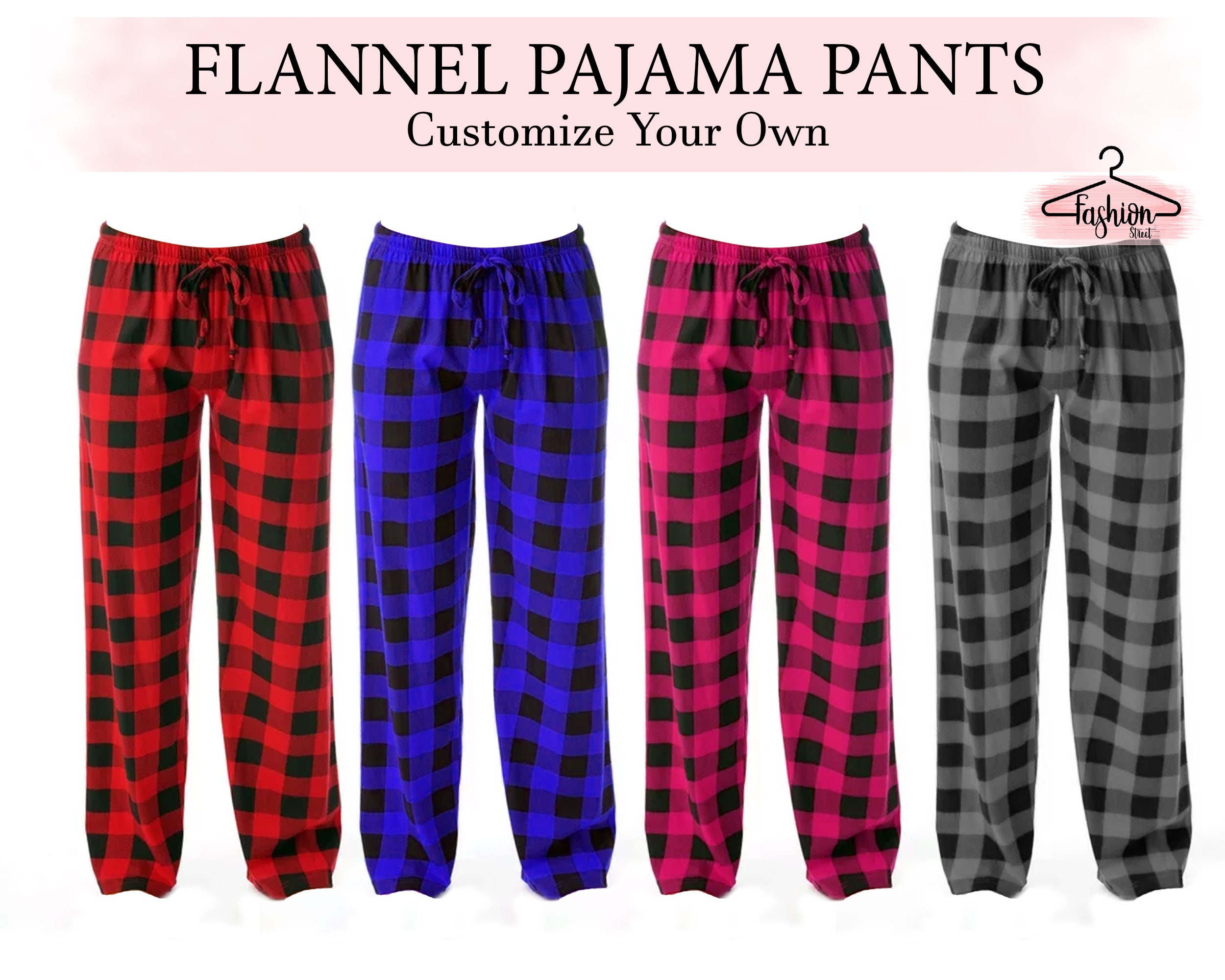 Personalized Pajama Pants / Monogrammed Plaid Pajama Pants / Flannel Pajama  Pants / Christmas Plaid Pajamas / Custom Pajamas 