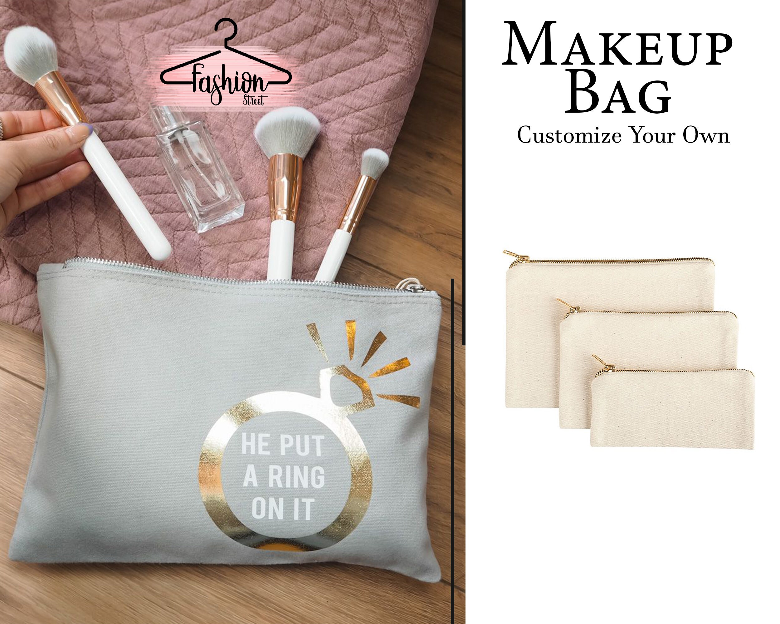 Personalized Makeup Bag Bridesmaid Makeup Bag Customized Grab Bag  Bridesmaid Pouch Cosmetic Pouch Zipper Pouch Bridesmaid Gift Pouch
