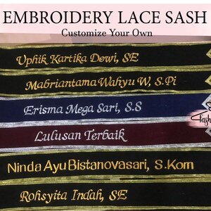 Custom Border Sash Personalized Embroidery Lace Sash Custom Lace Sash Lace Sash Customize Sash Bridesmaid Sash Custom Bridal Lace Sash Gifts image 3