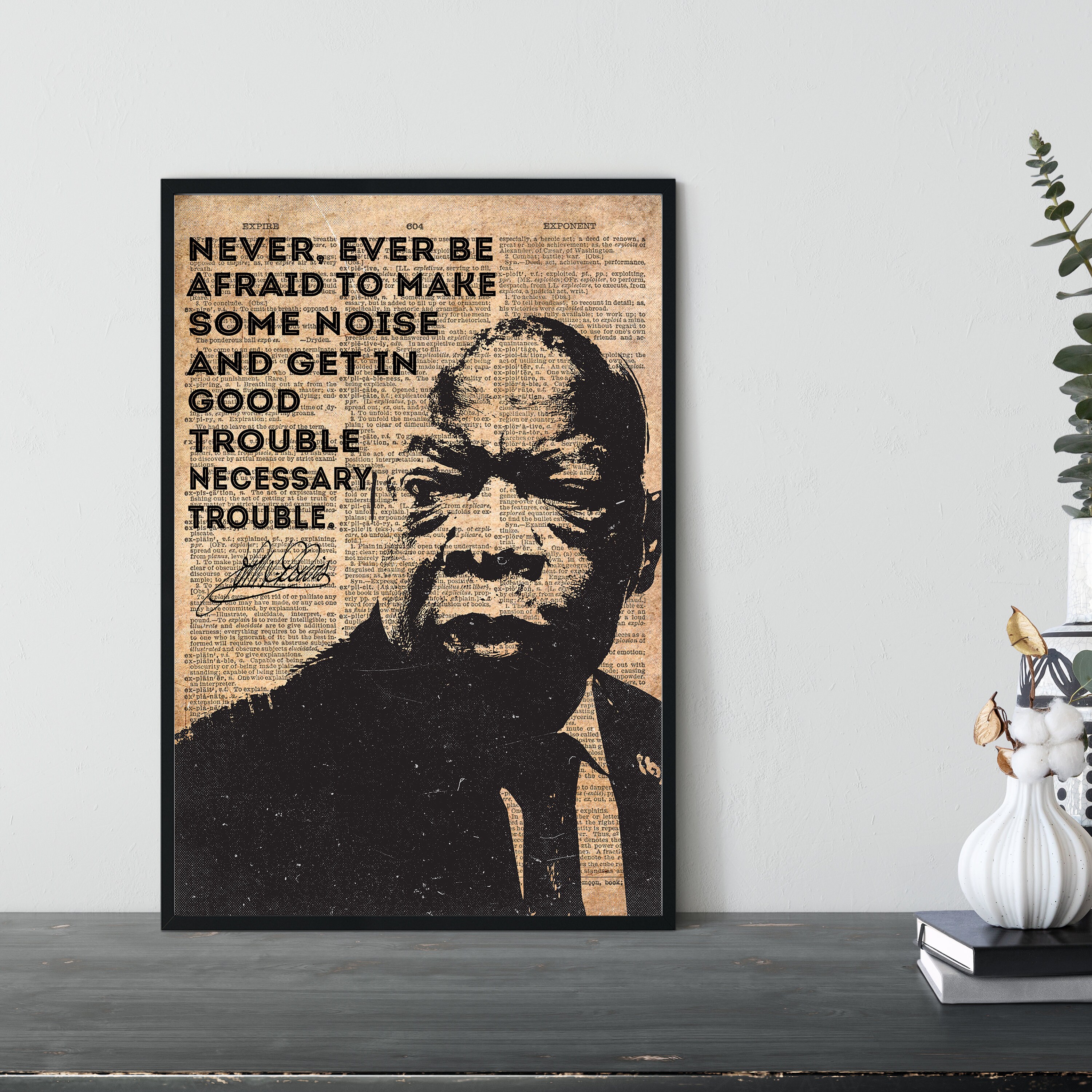 John Lewis Quote Poster Get In Good Trouble Poster Black Etsy
