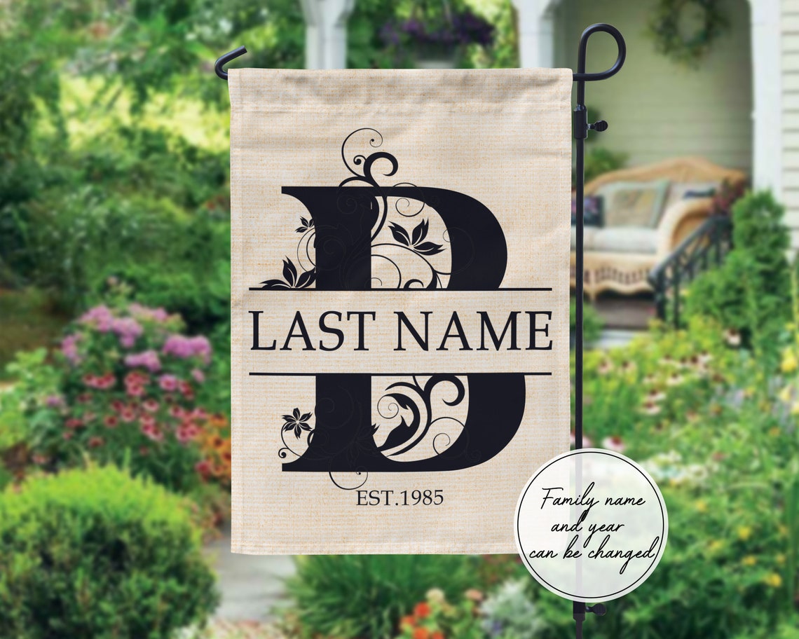 Personalized Family Name Garden Flag Rustic Double Sided Etsy