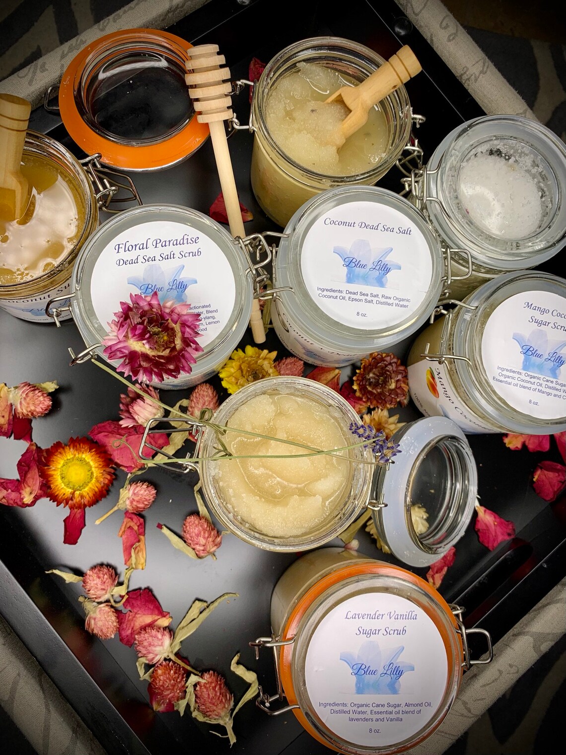 Body Scrubs in Reusable Glass Jar with Wooden Spoon Dead Sea Etsy