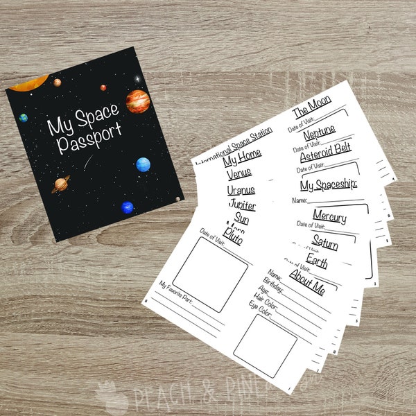 Space Passport for Kids - Printable | Digital Download | Instant Download | Activity for Children | PDF Download