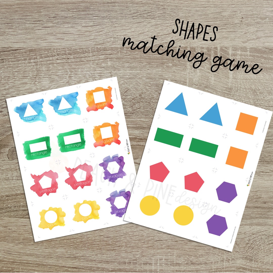 Matching Game - Watercolor Shapes - Memory - Printable | Digital ...