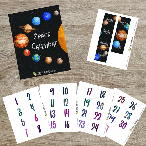 Kids Calendar Space Printable Digital Download Instant - Etsy