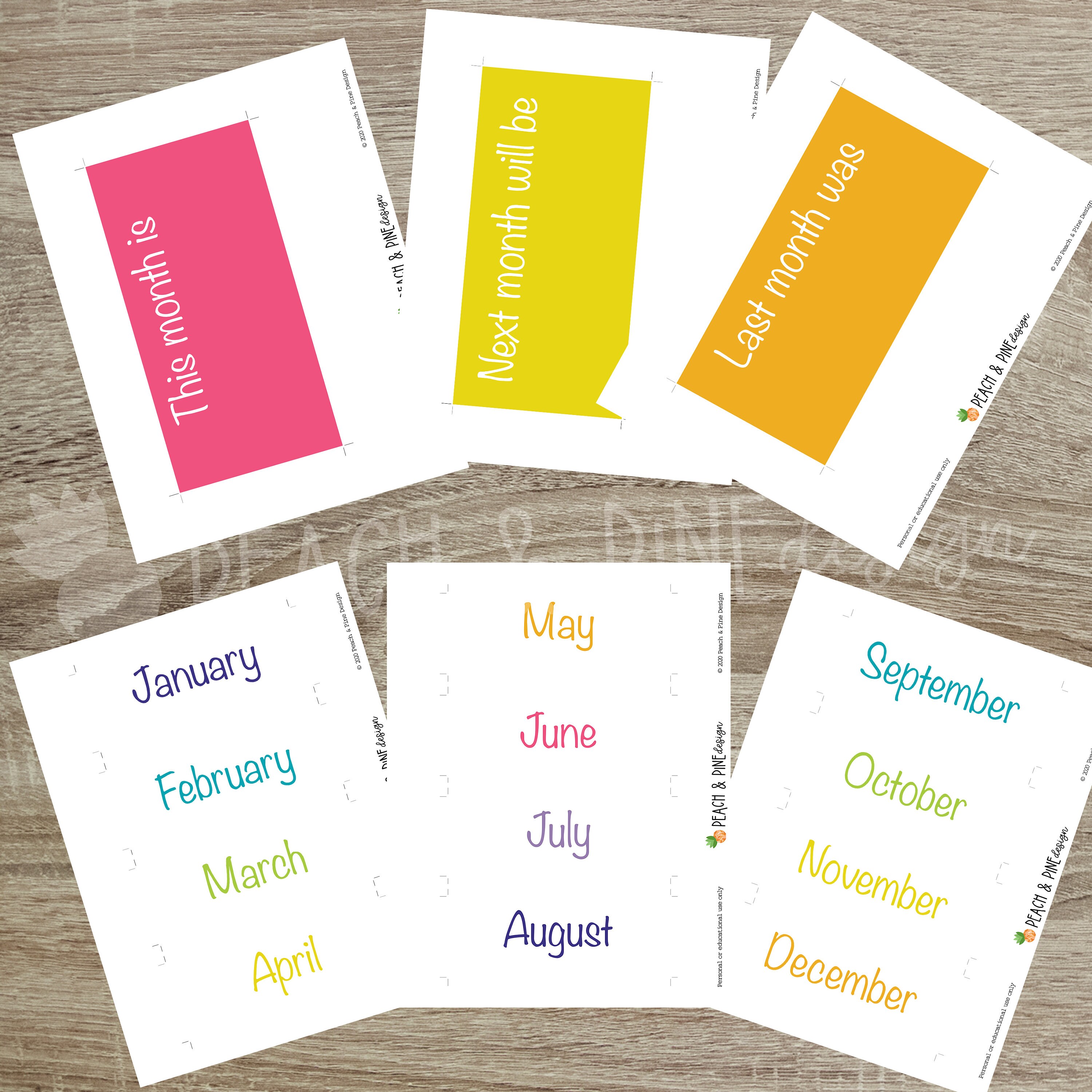 Kids Calendar - Colorful Basics - Printable | Digital Download ...