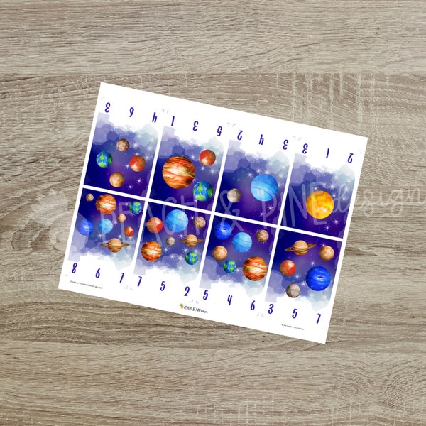 Counting Cards - Solar System - Printable | Digital Download | Instant Download | Activity for Children | PDF Download
