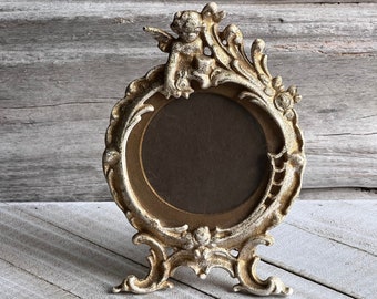 Cherub Frame Cast iron Stand Metal Vintage art |C257