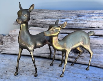 Vintage Large Brass Deer Fawn Statue