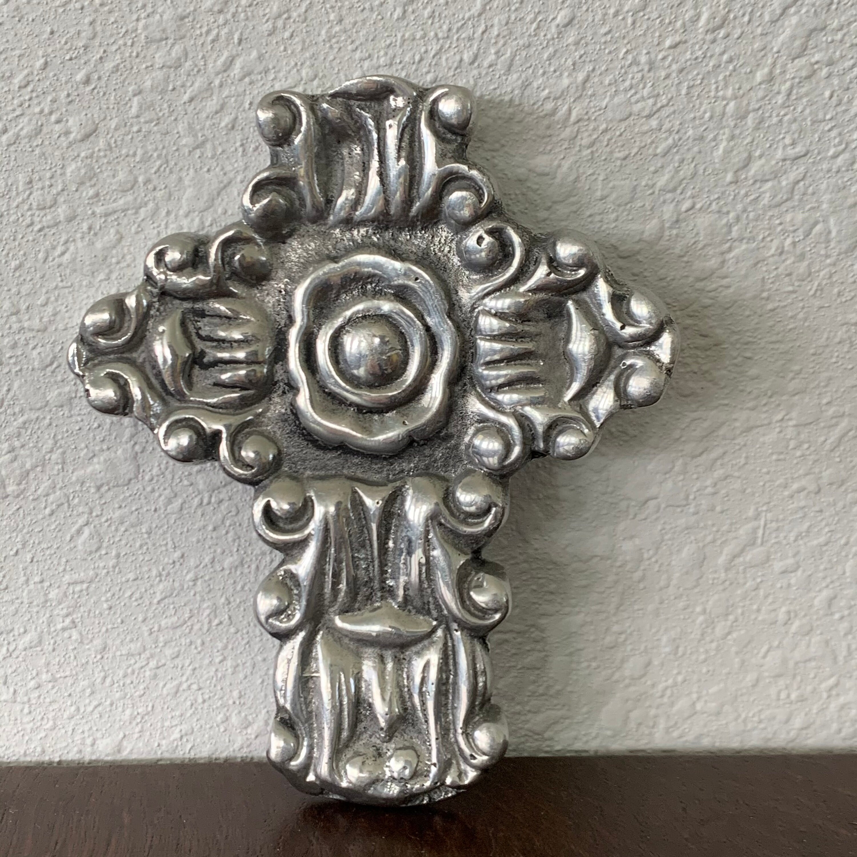 Cast Pewter Cross Mexican Wall Décor Vintage C114 Etsy