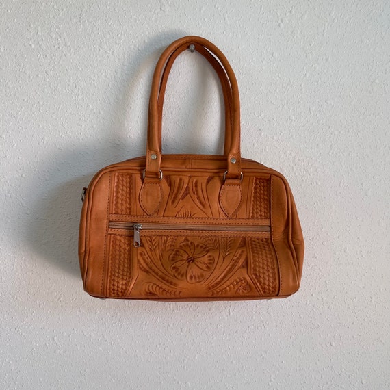 Mexican leather crossbody purse//Hand tooled purse - image 1