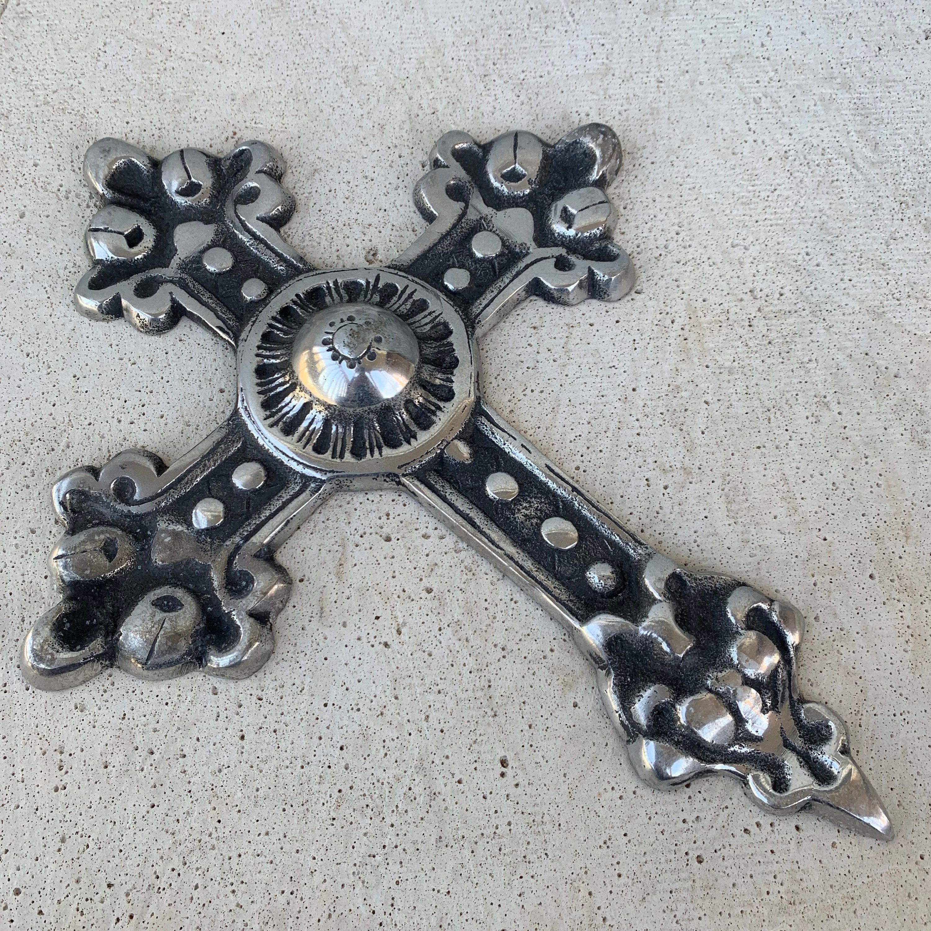 VINTAGE 13 1/2 Wall Hanging Cross Pewter Cross Etsy