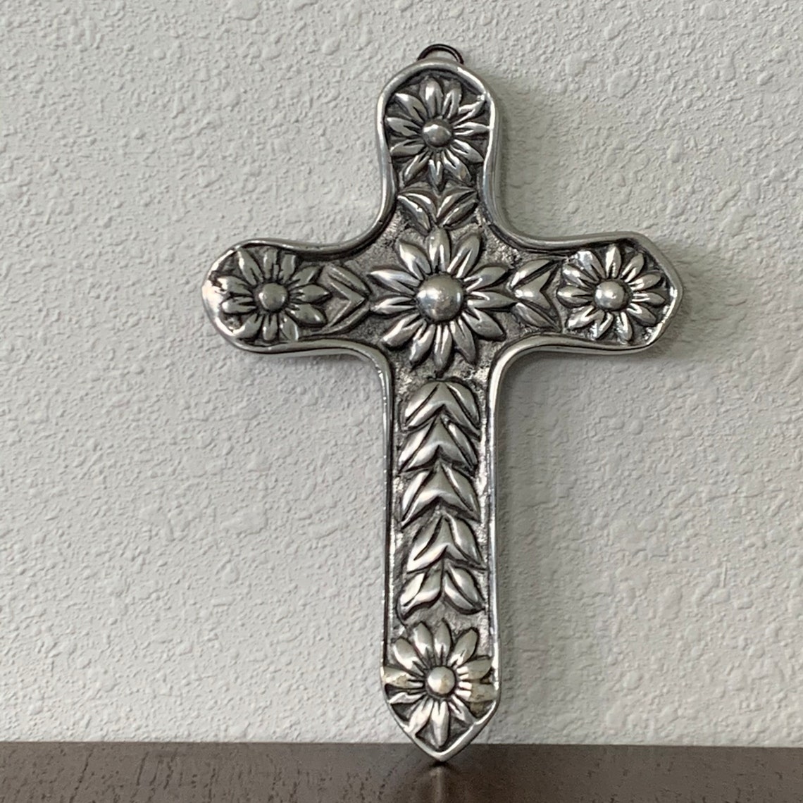 Cast Pewter Cross Mexican Wall Décor Vintage C138 Etsy