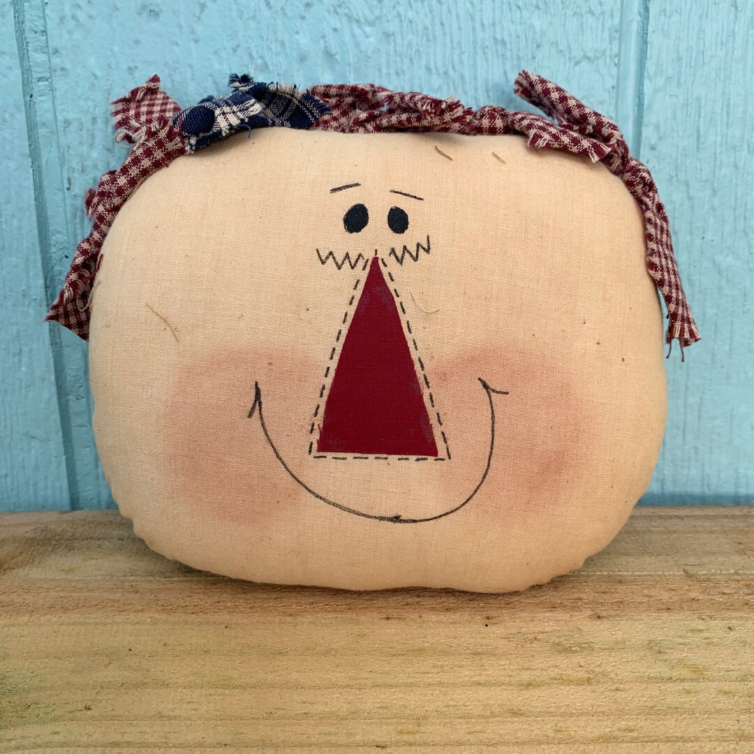 Vintage Rag Doll Head Pillow Folk Art Doll Handmade Cloth Doll C176 Etsy