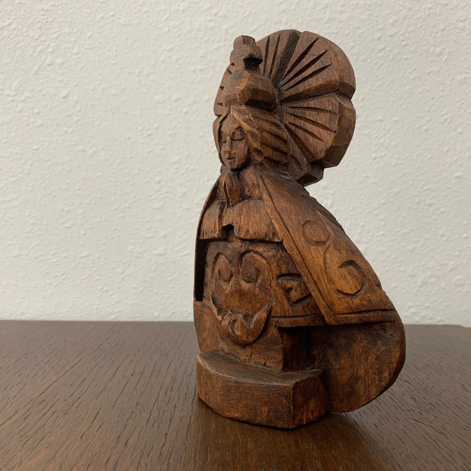 Vintage MEXICAN WOOD Handcarved Statue Etsy