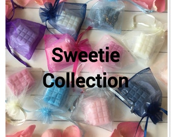 Wax Melts Samples | SWEETIE COLLECTION | Highly Scented Wax Melts In UK | Mini Snap Bar Shaped Wax Melts or Full Size Snap Bar