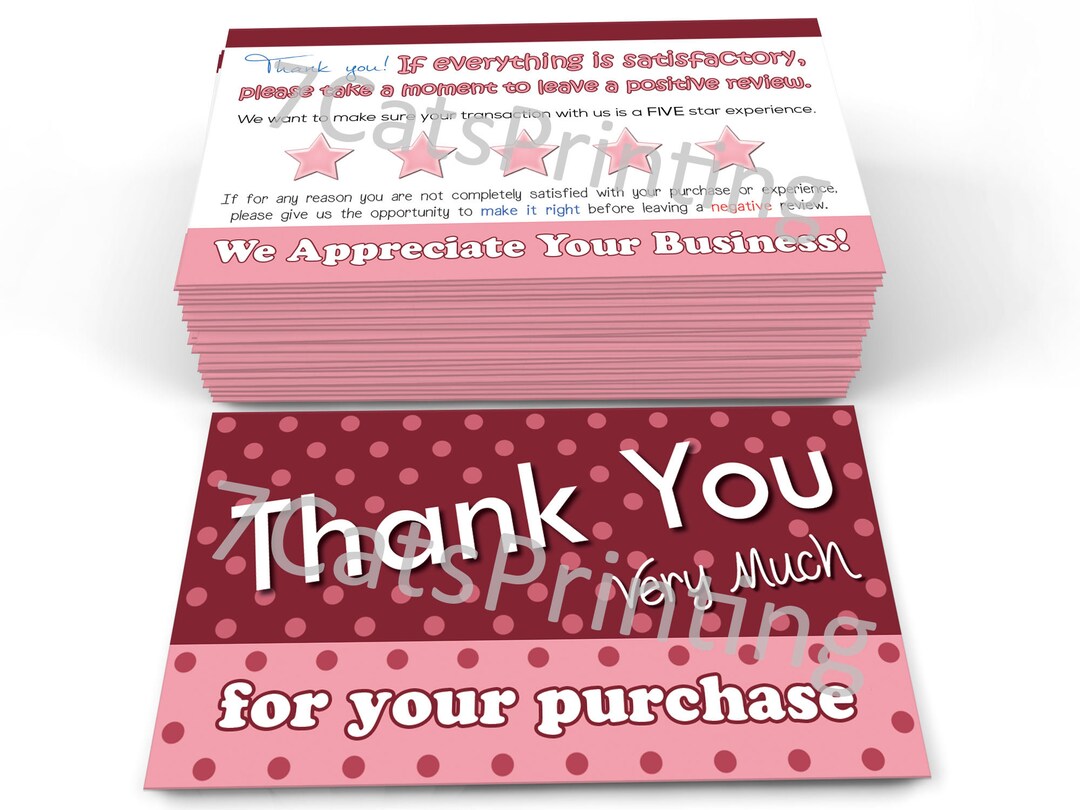 For Etsy Thank You Cards for Your Purchase Order Etsy
