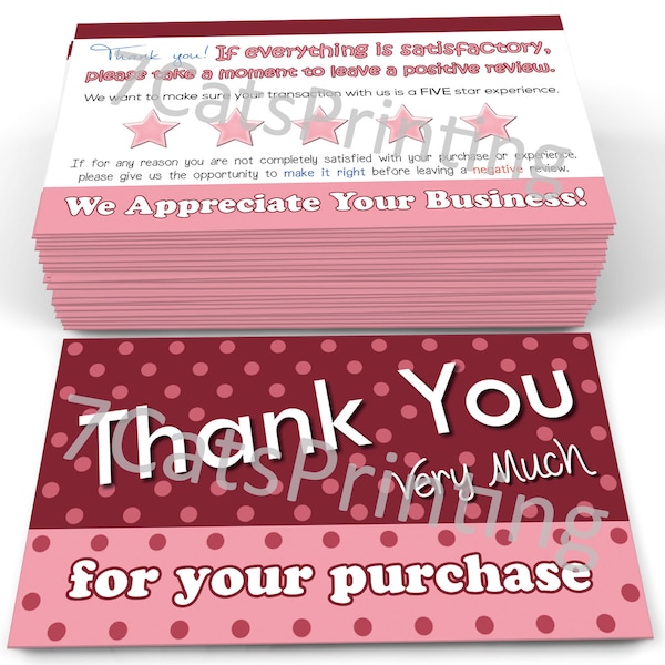 for Etsy Thank You Cards for Your Purchase Order