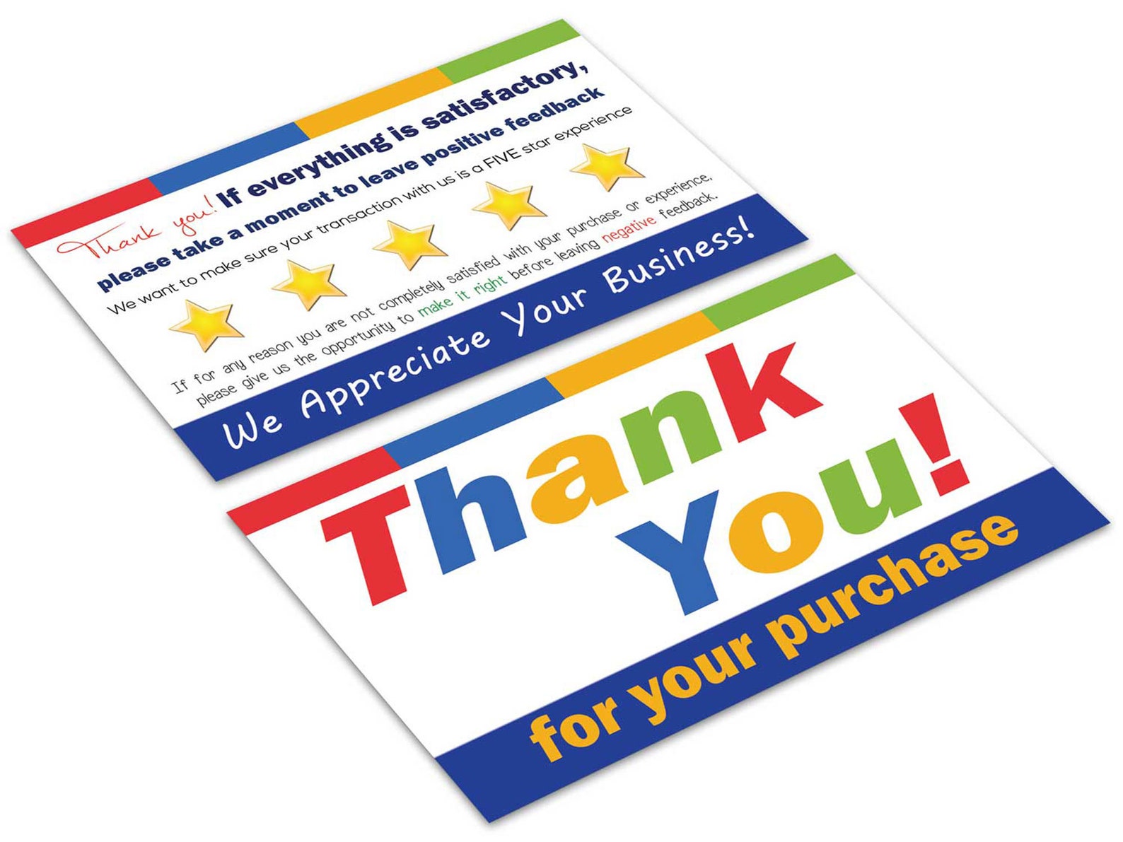 For Ebay or Etsy Seller Thank You Cards Notes Increase Positive
