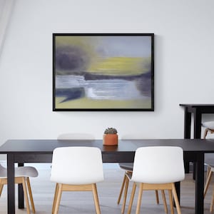 Impresión jpeg minimalista digital, gran archivo de imagen interior para su descarga, pintura abstracta original, imagen monocolor moderna, cartel amarillo gris