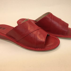 Pantuflas de piel 100% para mujer / Pantuflas de punta abierta para mujer