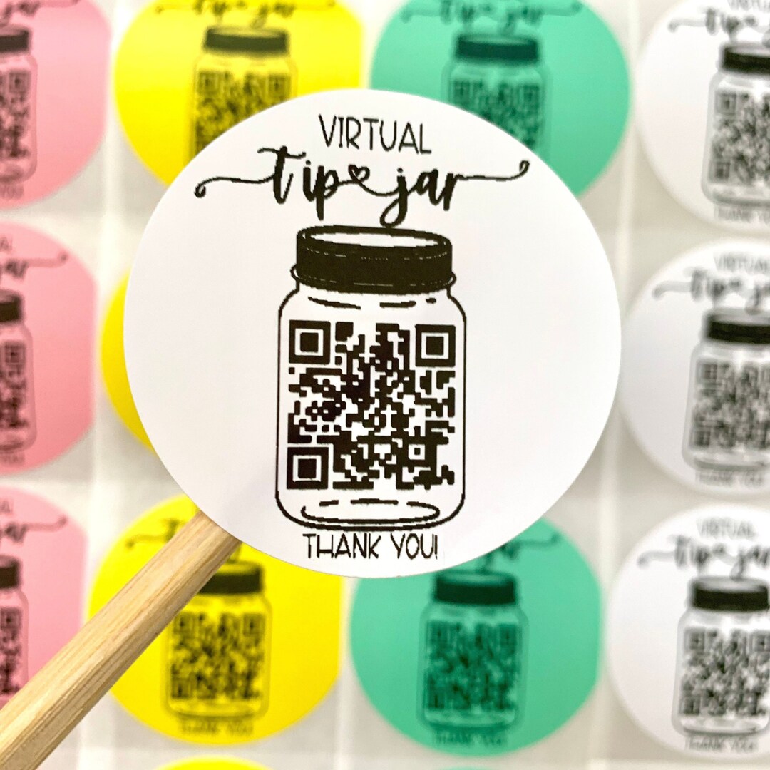 Virtual Tip Jar Sticker QR Code Scan to Shop Tip Your Etsy