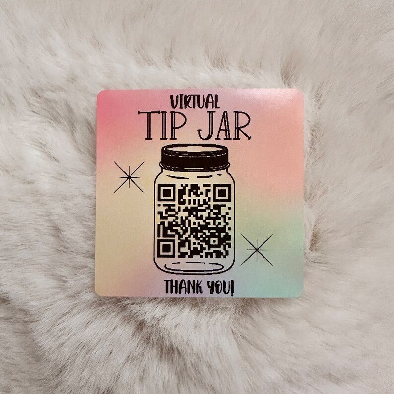 Virtual Tip Jar Sticker QR Code Scan to Shop Tip Your Etsy