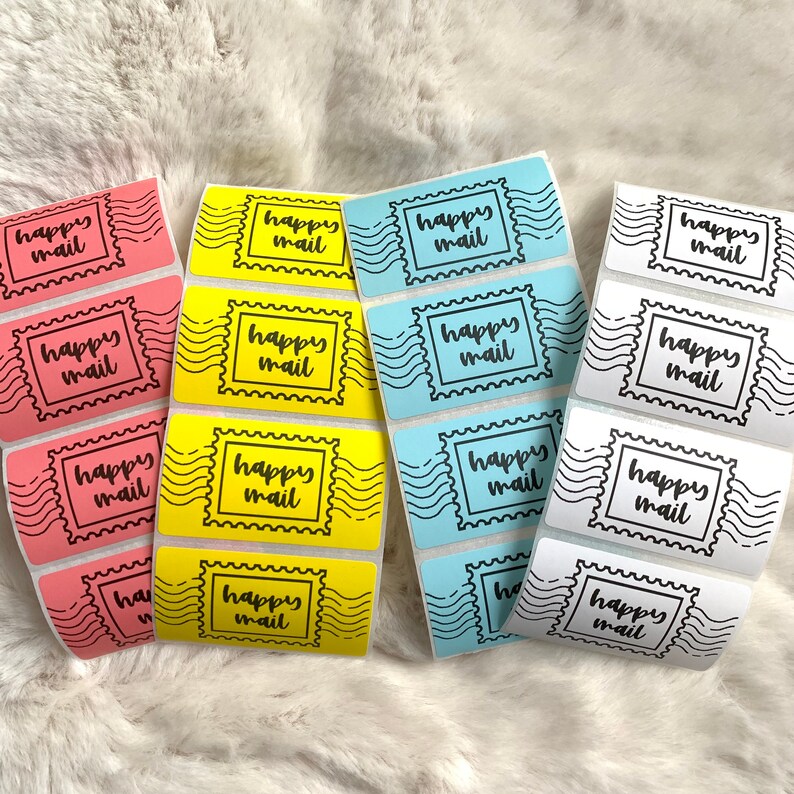 Happy Mail Labels Small Business Labels Mailing Stickers Etsy
