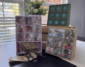 Personalized Money Box Magnetic Photo Frame, 9 Custom Photo Slots