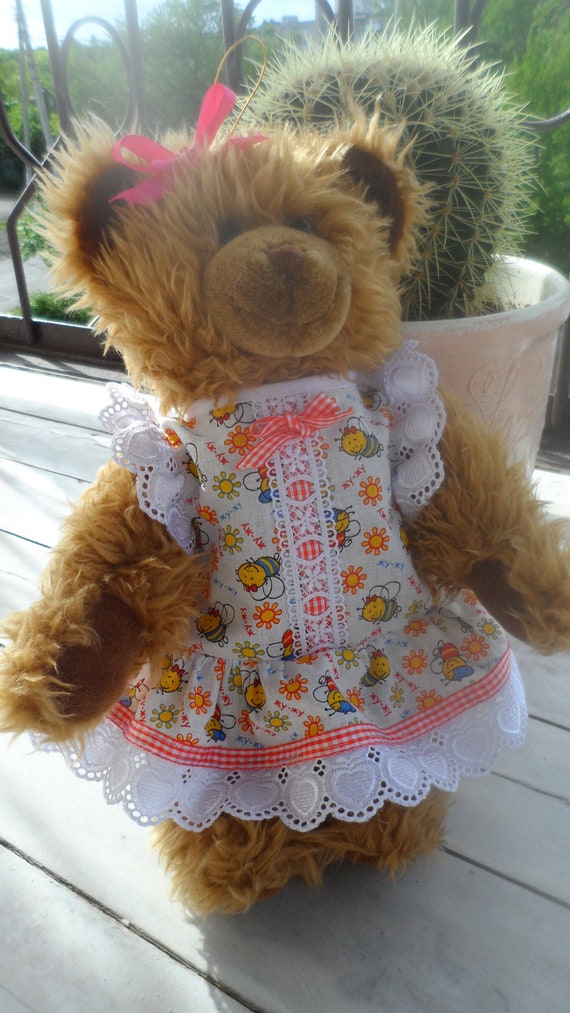 Cotton Dress for a Teddy Bear. the Dress is Decorated With Etsy