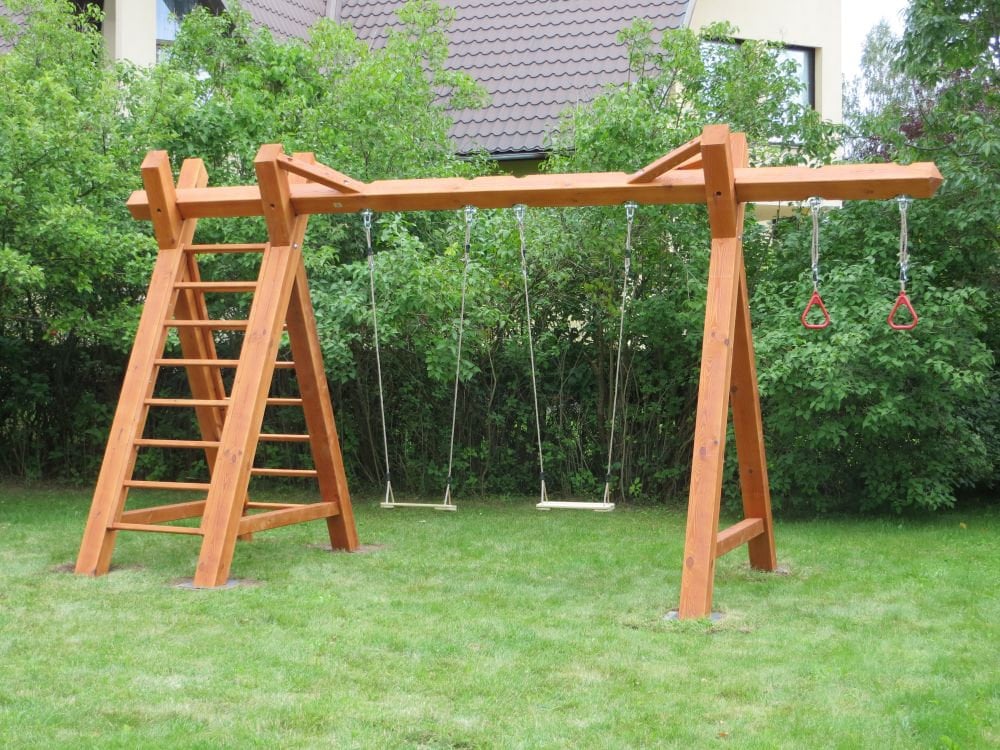 Wooden Swing Set with Stairs Outdoor Backyard Garden 2 Swing Etsy