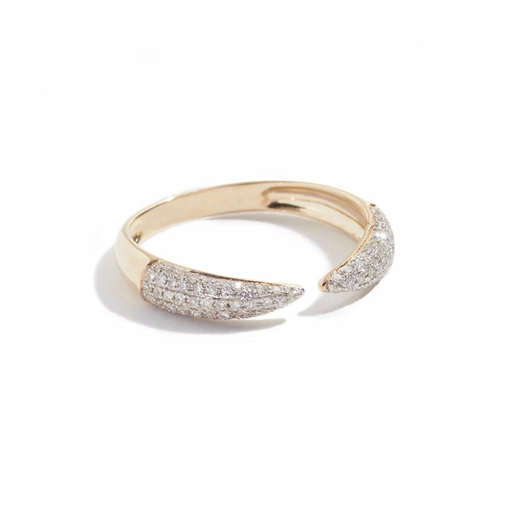 Zircon ring open ring gold band ring adjustable in 925 Etsy