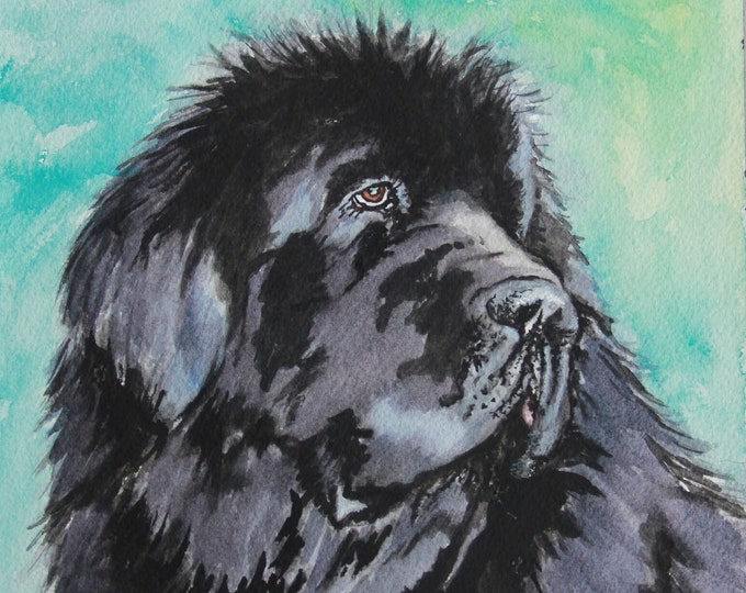 Giclee Print of Newfoundland Dog Water Color - Original Water Color Print on Archival Water Color Paper