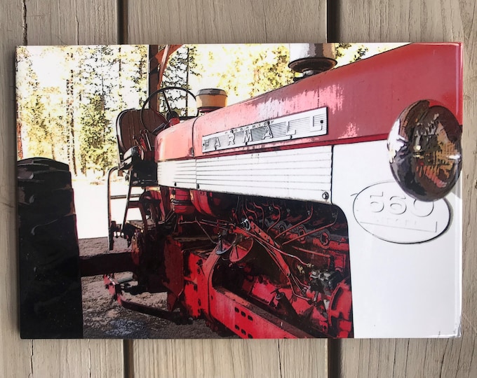 Ceramic Tile of Vintage Farmall Tractor Art Stylized Photography- Farmhouse  Decor-  Americana Gift- Tractor Lover Gift